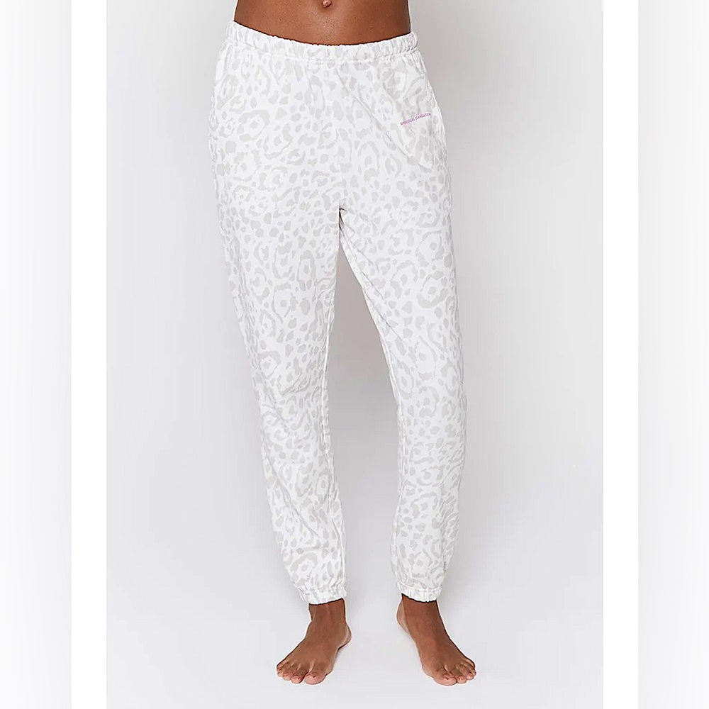 Spiritual Gangster Laguna Jogger Sweat Pants in Snow Leopard Sz Small